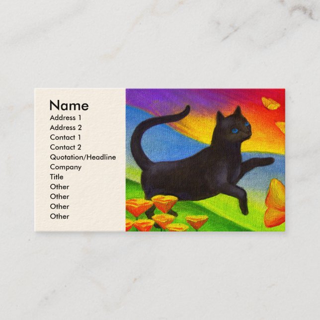 Carte De Visite Art de papillons de peinture de chat noir - multi (Devant)