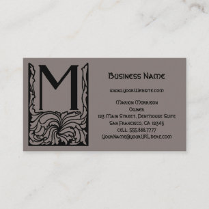 Carte De Visite Art déco de monogramme victorien vintage lettre M