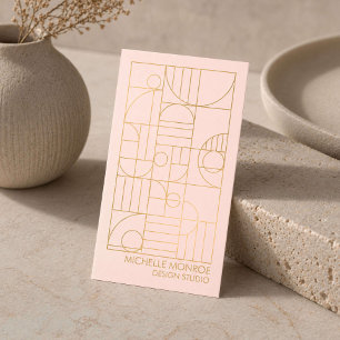Carte De Visite Art Déco géométrique moderne Faux Gold/Rose Design