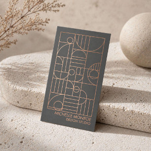 Carte De Visite Art Déco géométrique moderne Faux Rose Or/gris