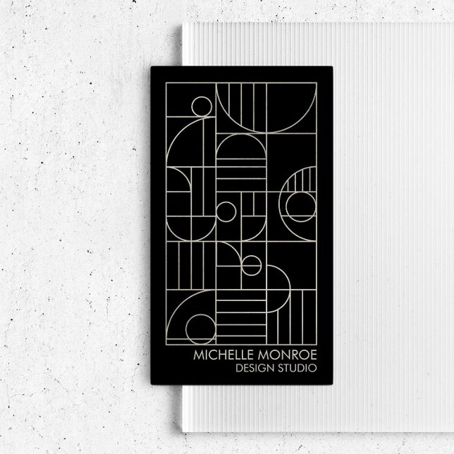 Carte De Visite Art déco géométrique moderne Gris/Noir Designer (Créateur téléchargé)