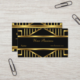 Carte De Visite Art Déco Gold Black Stripe élégant Classy