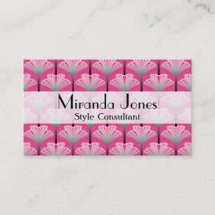 Carte De Visite Art déco Lily, Fuchsia rose et gris argenté