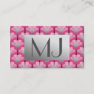 Carte De Visite Art déco Lily, Fuchsia rose et gris argenté
