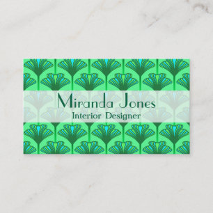 Carte De Visite Art Déco Lily, Jade Green et Turquoise