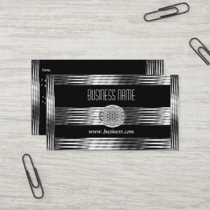 Carte de visite Art déco noir argent Chrome