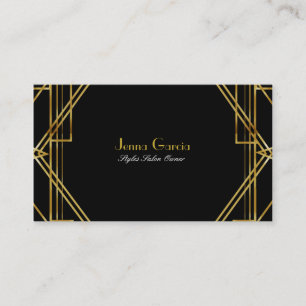 Carte de visite Art déco noir et or glamour chic