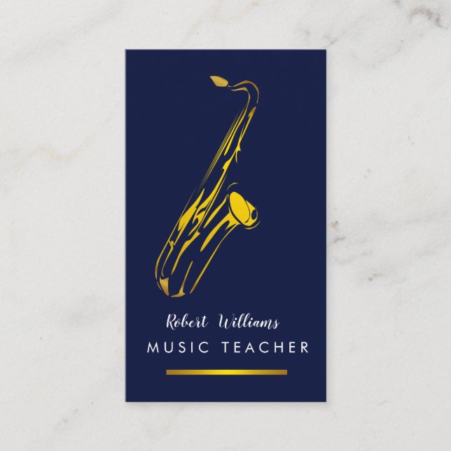 Carte De Visite Art d'or de musicien d'instrument de saxophone de (Devant)