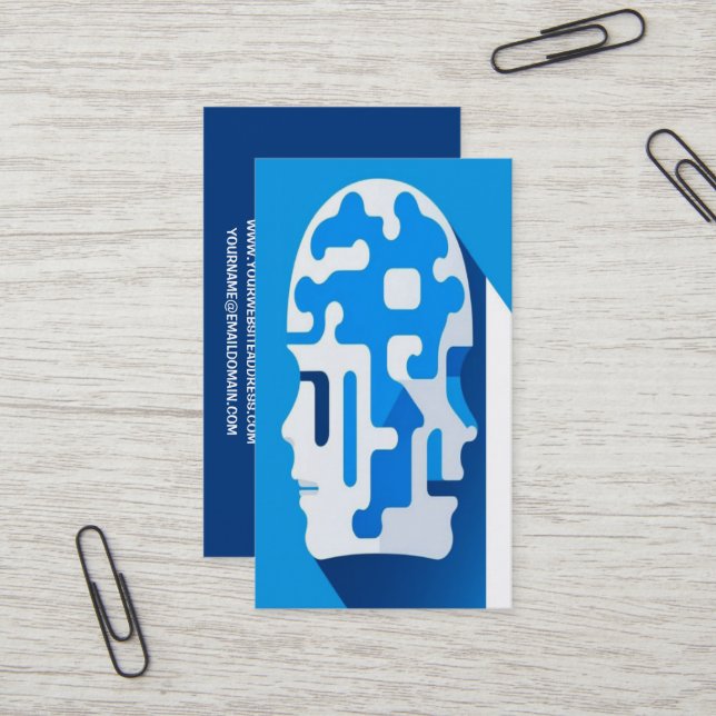 Carte De Visite Art du cerveau du puzzle (Devant/Arrière en situation)
