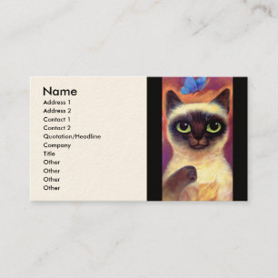Carte De Visite Art félin de papillon de chat siamois - multi