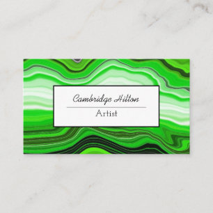 Carte De Visite Art fluide abstrait vert et noir  