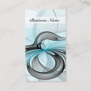 Carte De Visite Art fractal moderne gris anthracite abstrait bleu