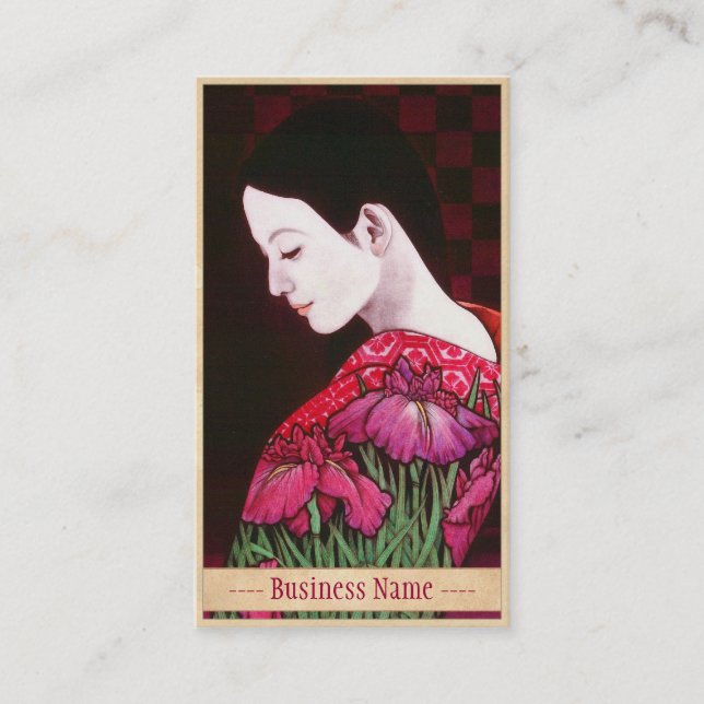 Carte De Visite Art japonais de kimono de dame d'iris japonais de (Devant)