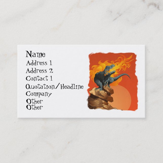 Carte De Visite Art lance-flammes de dinosaure par des grils de (Devant)