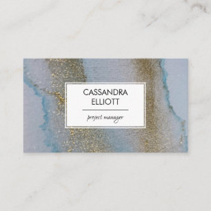 Carte De Visite Art Liquide Abstrait Gold & Subtle Blue Alcohol In