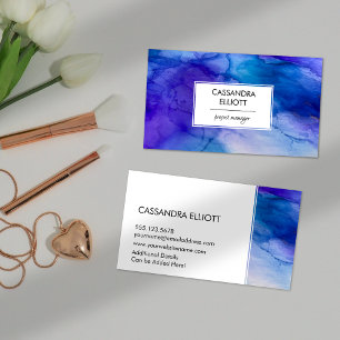 Carte De Visite Art Liquide de l'encre bleue et violette Abstraite