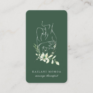 Carte De Visite Art moderne de ligne Vert floral féminin