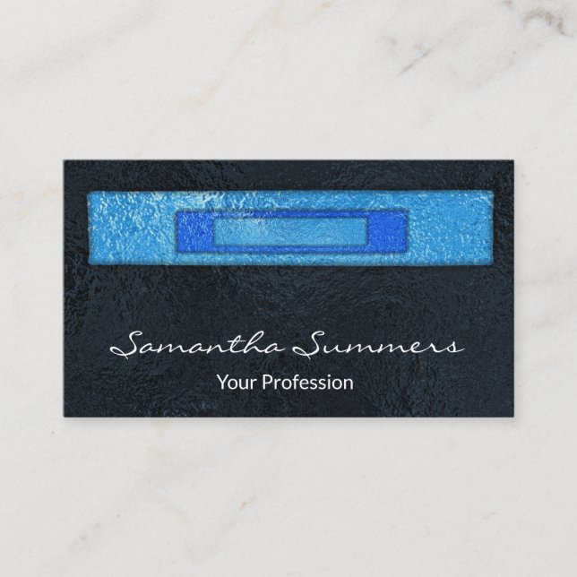 Carte De Visite Art moderne Dichroïen Fused Glass Art noir bleu (Devant)