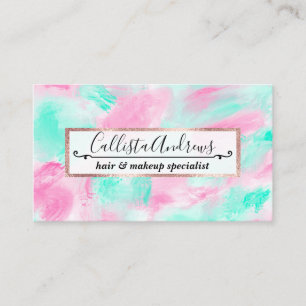 Carte De Visite Art moderne Neon rose Turquoise Abstrait Peinture