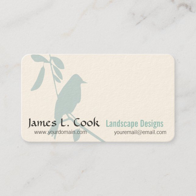 Carte De Visite Art moderne Whimsical Blue Bird Professionnel (Devant)