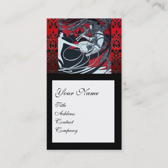 CARTE DE VISITE ART NOUVEAU PAN, CARRÉ BLACK BLACK ROUGE (Devant)