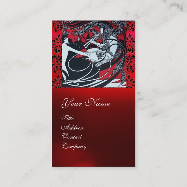 CARTE DE VISITE ART NOUVEAU PAN, ROUGE BLACÉ BLANC DOMMASQUE MONOG (Devant)