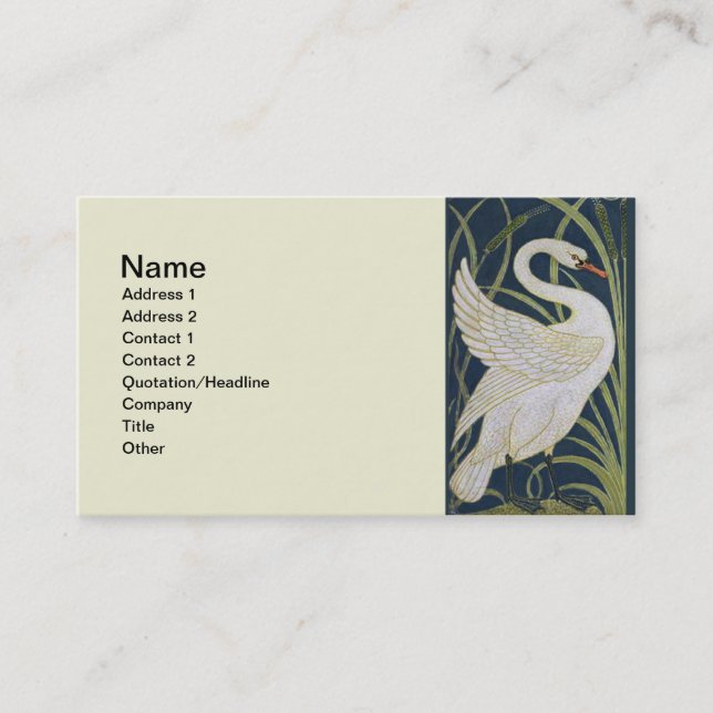 Carte De Visite Art Nouveau Swan Deux Swans (Devant)