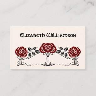 Carte De Visite Art Nouveau Vintage Chic Rétro Fleurs Florales Ros
