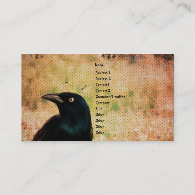 Carte De Visite Art numérique d'oiseaux de Grackle (Devant)