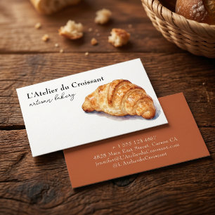 Carte De Visite Artisan Boulangerie Pâtissier Chef Croissant Aquar