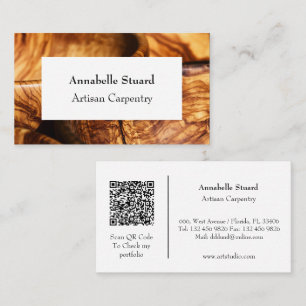 Carte De Visite Artisan Carpentry Simple Moderne Code QR