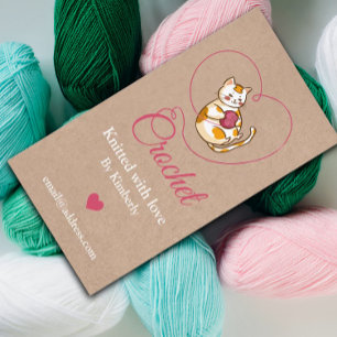 Carte de visite artisanale au crochet de chaton av