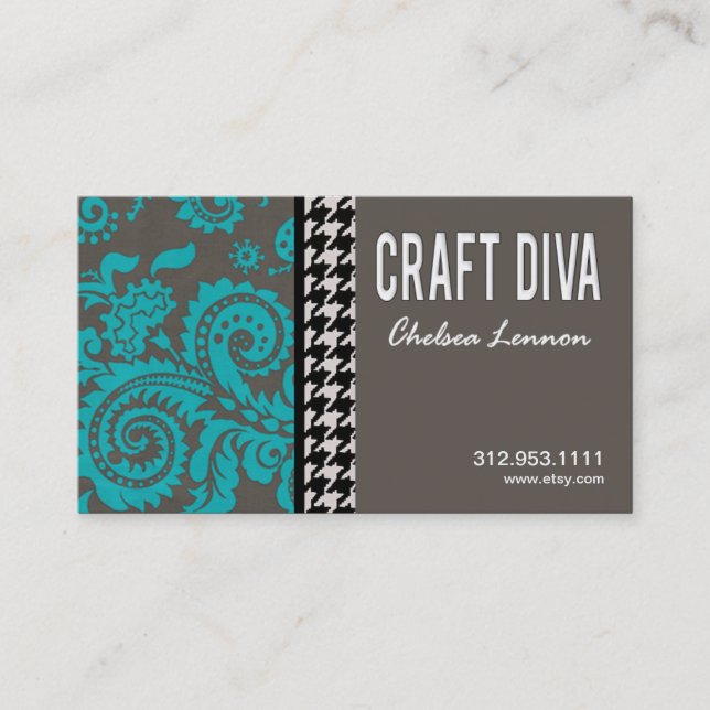 Carte De Visite Artisanat d'artiste de diva de métier tricotant (Devant)