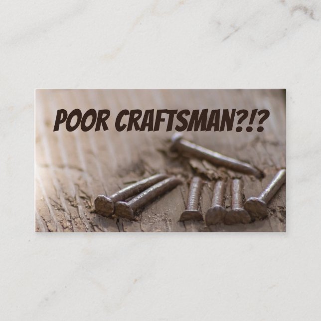 Carte De Visite Artisanat drôle pour les artisans pauvres spéciali (Devant)