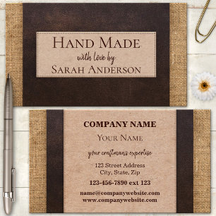 Carte De Visite Artisanat en toile de jute cuir carton