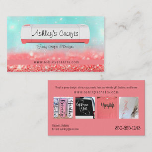 Carte De Visite Artisanat et design en vinyle - Corail & Turquoise