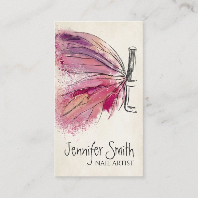 Carte De Visite Artiste à ongles - Aquarelle Clou Polonais Art Bus (Devant)