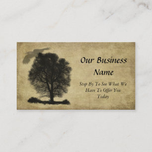 Carte De Visite Artiste - Arbre de pierre solitaire & Crow