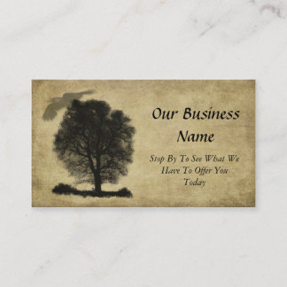 Carte De Visite Artiste - Arbre de pierre solitaire & Crow