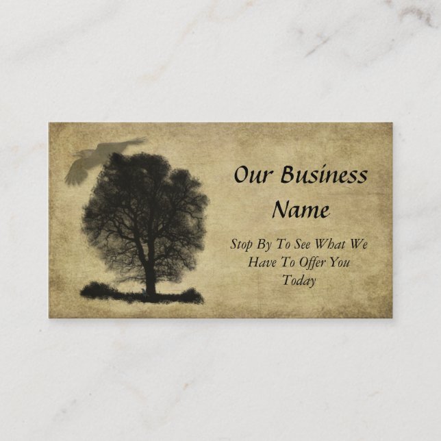 Carte De Visite Artiste - Arbre de pierre solitaire & Crow (Devant)