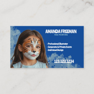 Carte De Visite Artiste Bleu Stylisé Peinture Visage
