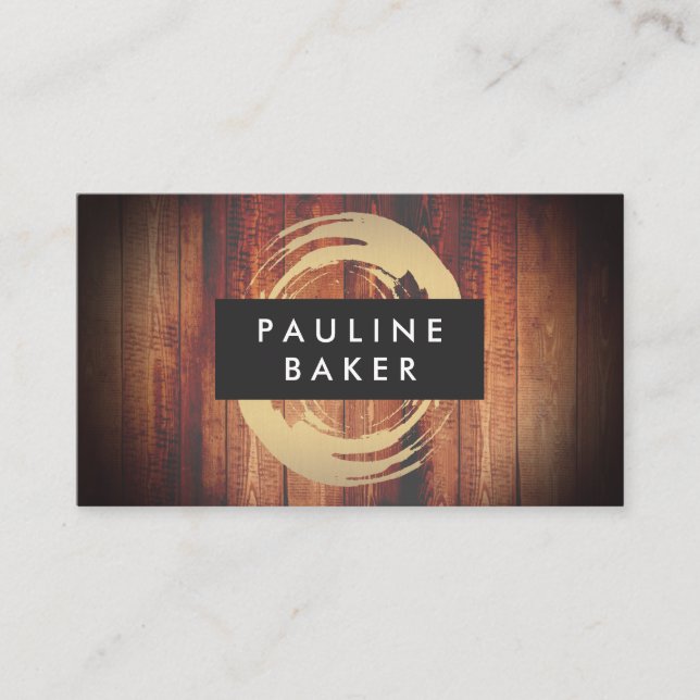 Carte De Visite Artiste Brush Stroke Bois rustique (Devant)
