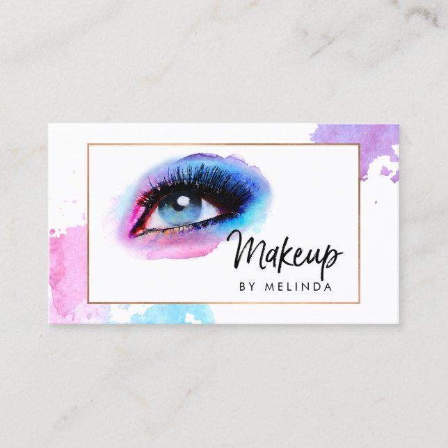 Carte De Visite Artiste créative de maquillage oculaire aquarelle (Devant)