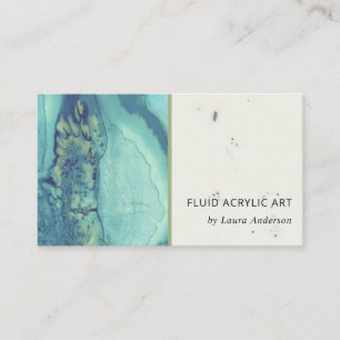 CARTE DE VISITE ARTISTE D'ART ACRYLIQUE DE L'AQUA BLUE TURQUOISE F