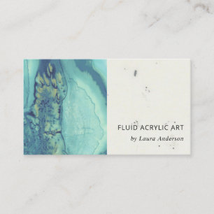 CARTE DE VISITE ARTISTE D'ART ACRYLIQUE DE L'AQUA BLUE TURQUOISE F