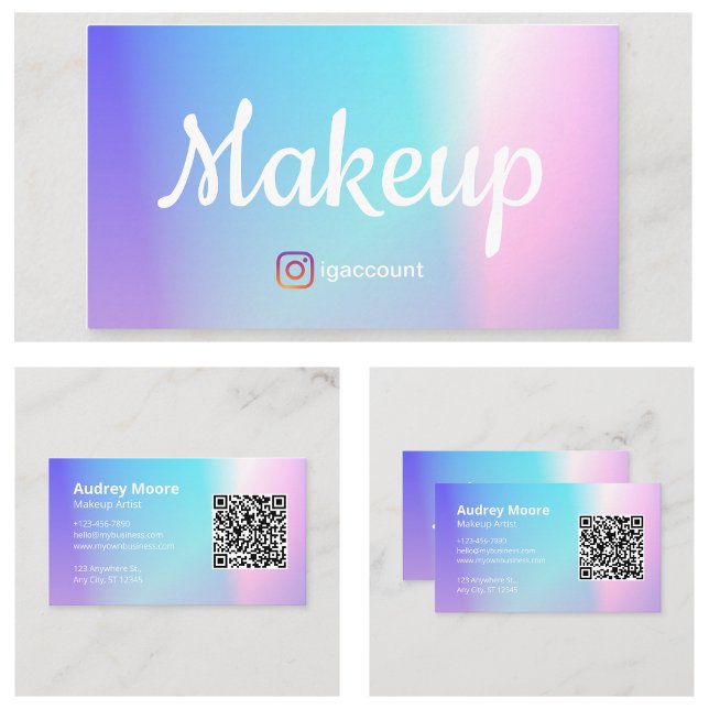 Carte De Visite Artiste de maquillage branché QR Code (QR Code Trendy Makeup Artist Business Card
)