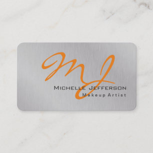 Carte De Visite Artiste de maquillage branché Silver Grey Orange M