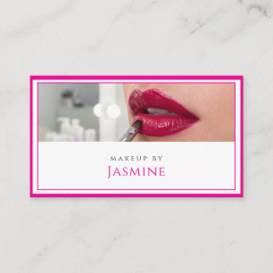 Carte De Visite Artiste de Maquillage Code QR Fuchsia Or Luxueux