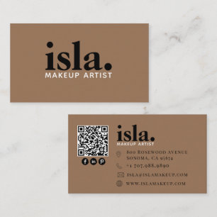 Carte De Visite Artiste de Maquillage Code QR Minimaliste Moderne
