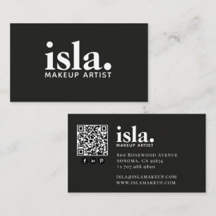 Carte De Visite Artiste de Maquillage Code QR Minimaliste Moderne